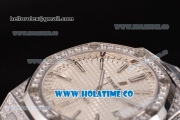 Audemars Piguet Royal Oak 41 Asia 2813 Automatic Diamonds/Steel Case with White Grids Dial Diamonds Bezel and Stick Markers (EF)