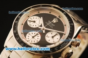 Rolex Daytona Vintage Edition Chronograph Swiss Valjoux 7750 Manual Winding Steel Case/Strap with Black Dial