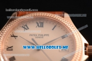 Patek Philippe Calatrava Miyota 9015 Automatic Rose Gold Case with Rose Gold Dial Brown Leather Strap and Rose Gold Bezel