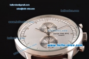 Patek Philippe Grand Complication Chronograph Miyota OS20 Quartz Steel Case with Stick Markers and Brown Leather Strap