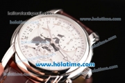 Vacheron Constantin Malte Asia ST25 Automatic Steel Case with Brown Leather Strap and White Dial