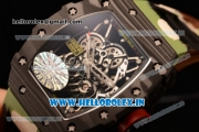 Richard Mille RM35-01 Japanese Miyota 9015 Automatic Carbon Fiber Case Skeleton Dial With Dots Markers Camouflage Rubber Strap - 1:1 Original( KV)