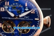 IWC Big Pilot Double Tourbillon Asia ST28 Automatic Rose Gold Case with Blue Dial and Brown Leather Strap Stick/Arabic Numeral Markers