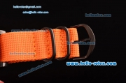 Rolex Milgauss SE Stealth Orange Asia 2813 Automatic PVD Case Orange Nylon Strap with Black Dial Orange Stick Markers