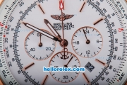 Breitling Navitimer Quartz Working Chronograph Movement with White Dial
