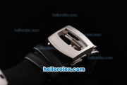Richard Mille RM007 Silver Case with White Number Markers and Black Leather Strap