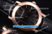 Audemars Piguet Jules Audemars Clone AP Calibre 3120 Automatic Rose Gold Case with Black Dial Black Leather Strap and Stick Markers (EF)