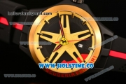Ferrari Scuderia Ferrari Orologi 2015 Miyota 2035 Quartz PVD Case with Black Dial Yellow Gold Bezel and Stick Markers