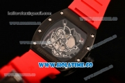 Richard Mille RM 055 Bubba Watson Tourbillon Manual Winding PVD Case with Skeleton Dial Dot Markers and Red Rubber Strap