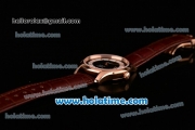 Omega De Ville Hour Vision Swiss ETA 2836 Automatic Rose Gold Case and Brown Leather Strap with Black Dial