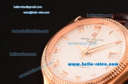Patek Philippe Calatrava Swiss ETA 2824 Automatic Rose Gold Case with Brown Leather Strap and White Dial Roman Markers