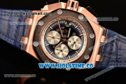 Audemars Piguet Rubens Barrichello Chrono Miyota Quartz Rose Gold Case with PVD Bezel Stick Markers and Blue Skeleton Dial (EF)