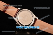 Longines Master Moonphase Chrono Miyota OS10 Quartz with Date Steel Case with White Dial Stick Markers and Brown Leather Strap