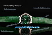 Cartier Ballon Bleu Swiss Quartz Steel Case with Green Leather Strap White Markers and Green Dial