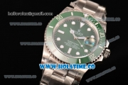 Rolex Submariner Clone Rolex 3135 Automatic Steel Case/Bracelet with Green Dial and White Dot Markers - 1:1 Original(NOOB)