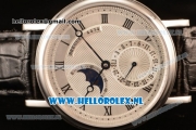 Breguet Classique Moonphase 9015 Auto Steel Case with White Dial and Black Leather Strap