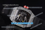 Richard Mille RM027-2 Miyota 9015 Automatic Carbon Fiber Case with Skeleton Dial Dot Markers and Black Nylon Strap