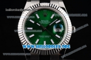 Rolex Datejust II Clone Rolex 3135 Automatic Stainless Steel Case/Bracelet with Green Dial and Stick Markers