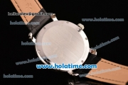 Vacheron Constantin Malte Miyota Quartz Steel Case with Black Leather Bracelet Diamond Markers and White Dial