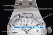 Audemars Piguet Royal Oak Clone AP Calibre 3120 Automatic Stainless Steel Case/Bracelet with White Dial Stick Markers and Diamonds Bezel - 1:1 (J12)