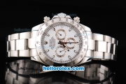 Rolex Daytona II Automatic Movement Silver Case with White Dial and White Stick Marker-SS Strap