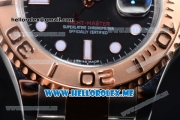 Rolex Yacht-Master 40 Clone Rolex 3135 Automatic Two Tone Case/Bracelet with Black Dial and Rose Gold Bezel (BP)