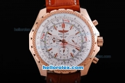 Breitling for Bentley Motors Working Chronograph Quartz Movement Rose Gold Case with White Dial