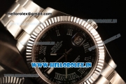 Rolex Datejust Oyster Perpetual Swiss ETA 2836 Automatic Steel Case Roman Numeral Markers With Black Dial Steel Bracelet (BP)