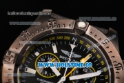 Breitling Avenger Skyland Chrono Swiss Quartz PVD Case with Yellow/Black Nylon Strap and Black Dial