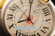 Cartier Ballon Bleu De Cartier Swiss ETA 2824 Automatic Movement Steel Case with White Dial and Two Tone Strap