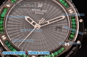 Hublot Big Bang Tutti Frutti Caviar Swiss ETA 2824 Automatic Ceramic Case with Green Leather Strap and Green Diamond Bezel - 1:1 Original