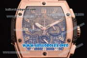 Hublot MP-06 Senna Champion 88 Chrono Miyota Quartz Rose Gold Case with Skeleton Dial and Black Leather Strap