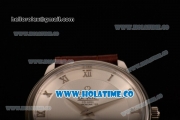 Omega De Ville Co-Axial Asia Automatic Steel Case with White Dial Roman Numeral Markers and Brown Leather Strap