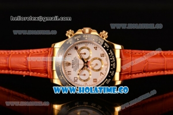 Rolex Daytona Chrono Swiss Valjoux 7750 Automatic Yellow Gold Case with Ceramic Bezel Arabic Numeral Markers and White Dial (BP)