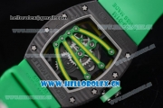 Richard Mille RM 59-01 Miyota 9015 Automatic PVD Case with Skeleton Dial Dot/Arabic Numeral Markers and Green Rubber Strap