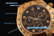 Rolex Daytona Swiss Valjoux 7750-DD Automatic Gold Case with Black Dial and Diamond Markers