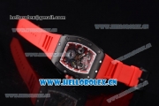 Richard Mille RM011-FM Asia ST25 Automatic PVD Case with Skeleton Dial Arabic Numeral Markers and Red Rubber Strap White Inner Bezel