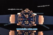 Ulysse Nardin Marine Chronograph Quartz Movement RG Case with Black Dial and Blue Bezel-Blue Rubber Strap