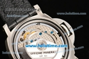 Panerai Luminor Marina Swiss Valjoux 7750 Automatic Steel Case with Green Stick/Arabic Numeral Markers and Black Dial