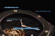 Hublot Big Bang Swiss Tourbillon Manual Winding Movement PVD Case with Black Dial and Black Rubber Strap-Ceramic Bezel