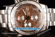 Breitling Super Avenger II 7705 Automatic Steel Case with Brown Dial Arabic Numeral Markers and Steel Bracelet (GF)