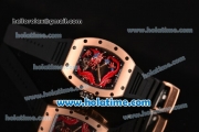 Richard Mille Tourbillon RM 057 Dragon Swiss ETA 2824 Automatic Rose Gold Case with Black Rubber Strap and Red Dragon Dial