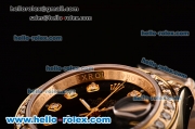 Rolex Dtejust 26MM Swiss ETA 2671 Automatic Yellow Gold Case with Diamond Markers Black DIal and Rose Gold/Diamond Strap