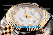 Rolex Datejust II Asia 2813 Automatic Two Tone Case/Bracelet with White Dial and Roman Numeral Markers (BP)