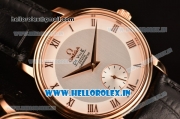 Omega De Ville Co-Axial Swiss ETA 2824 Automatic Rose Gold Case with Roman Numeral Markers and Silver Dial
