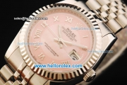 Rolex Datejust Oyster Perpetual Automatic Movement Full Steel with Pink Dial and Roman Numeral Markers