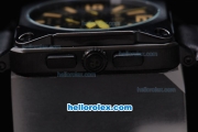 Bell & Ross BR 01-94 Automatic Movement PVD Casing with Yellow marking Black Bezel and Leather Strap