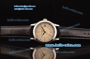 Patek Philippe Calatrava Swiss ETA 2824 Automatic Steel Case with Black Leather Strap Beige Dial