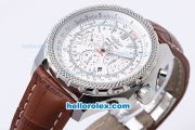 Breitling for Bentley Motors Chronograph Automatic with White Dial and White Bezel-Brown Leather Strap