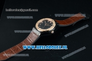 Hublot Classic Fusion Miyota 9015 Automatic Rose Gold Case with Black Dial Stick Markers and Brown Genuine Leather Strap